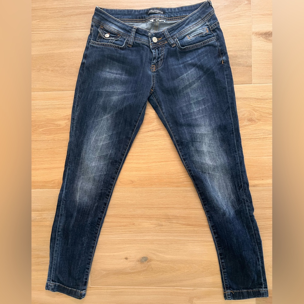 Dolce & Gabbana Low Rise Straight Leg Jeans Y2K Dark Wash Missing Size Tag